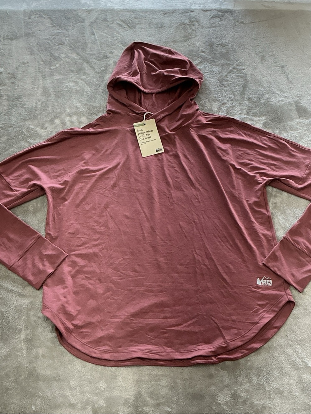 REI coop Sahara sun shade Hoohie Mauve Shadow Heather UPF 50+ Womens XL NEW